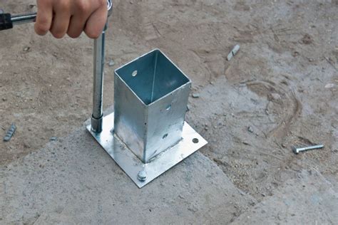 leveler bracket metal cement|unlevel concrete post anchors.